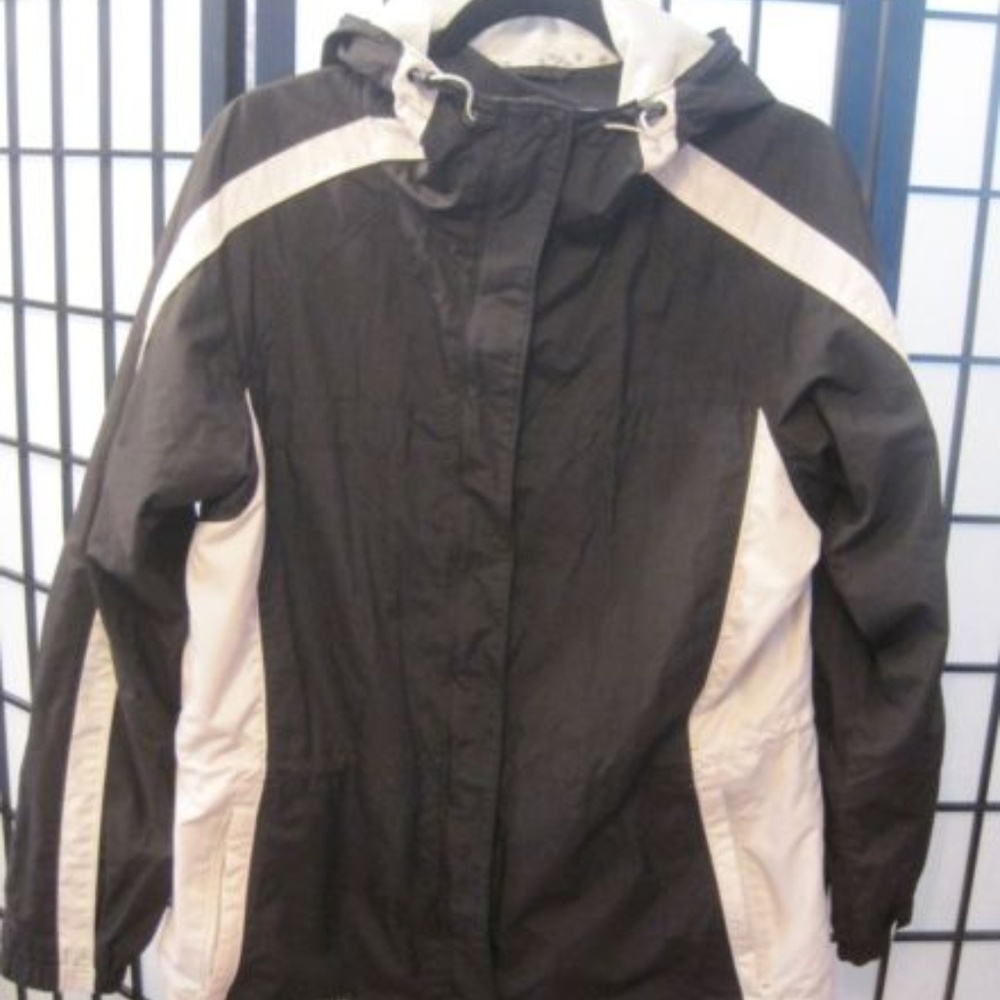Women's Black White Columbia Jacket w Hood large